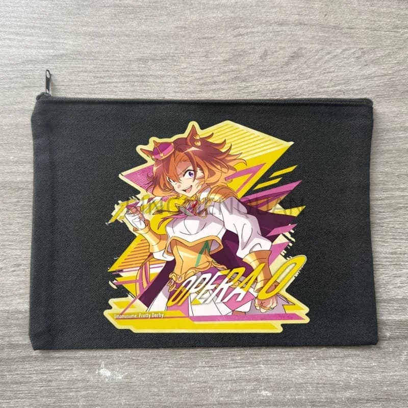 Borse portaoggetti in tela con motivo Umamusume, borsa da viaggio nera per cosmetici, astuccio divertente con cerniera, portapenne per forniture da ufficio, portafoglio