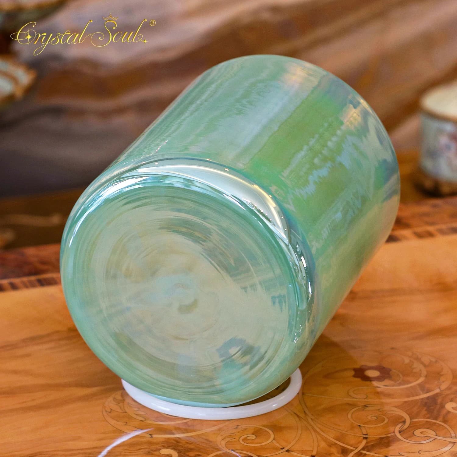 Crystal Soul Jade Green Alchemy Crystal Bowl Singing High Quality Quartz Bowl