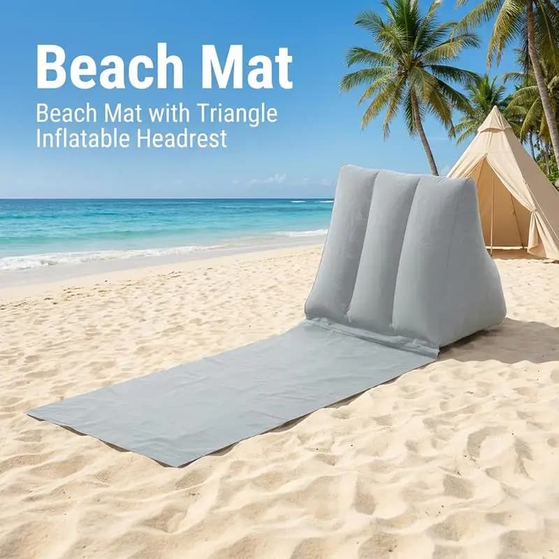 Cuscino Gonfiabile Morbido da Spiaggia a Cuneo in PVC, Pieghevole, Floccato, Portatile da Viaggio, Supporto per la Schiena, Cuscino Triangolare, Sdraio Relax