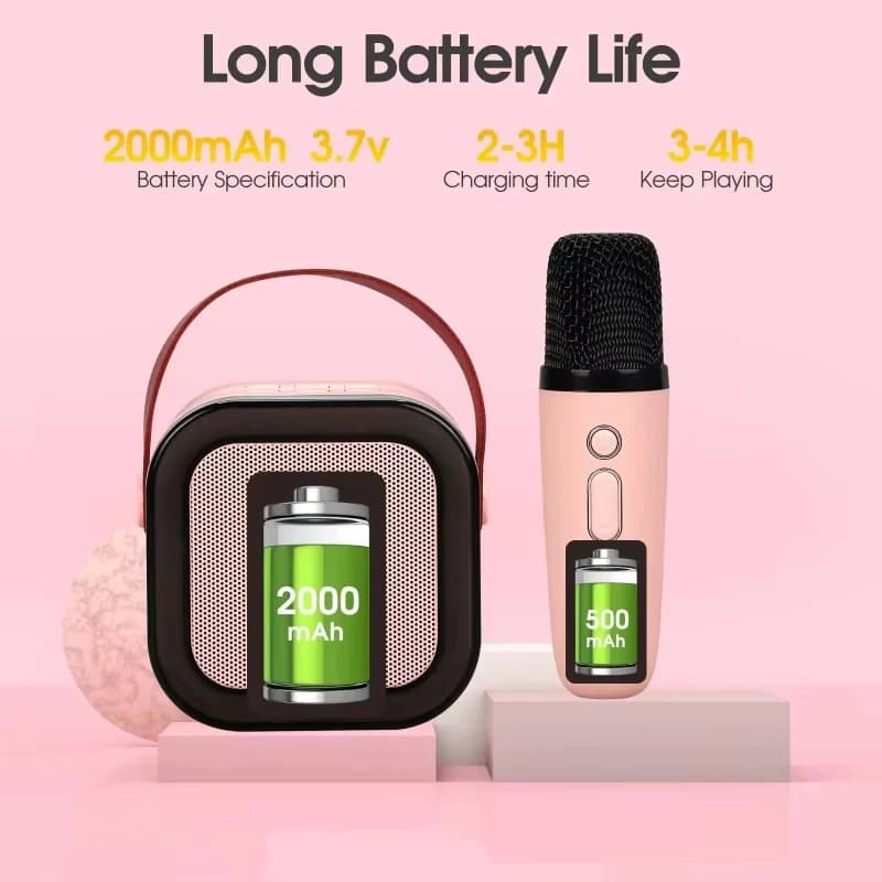Altoparlante Bluetooth Wireless K12 con 2 Microfoni, Lettore Musicale Portatile RGB, Macchina per Karaoke per Canto in Famiglia, Regalo per Bambini