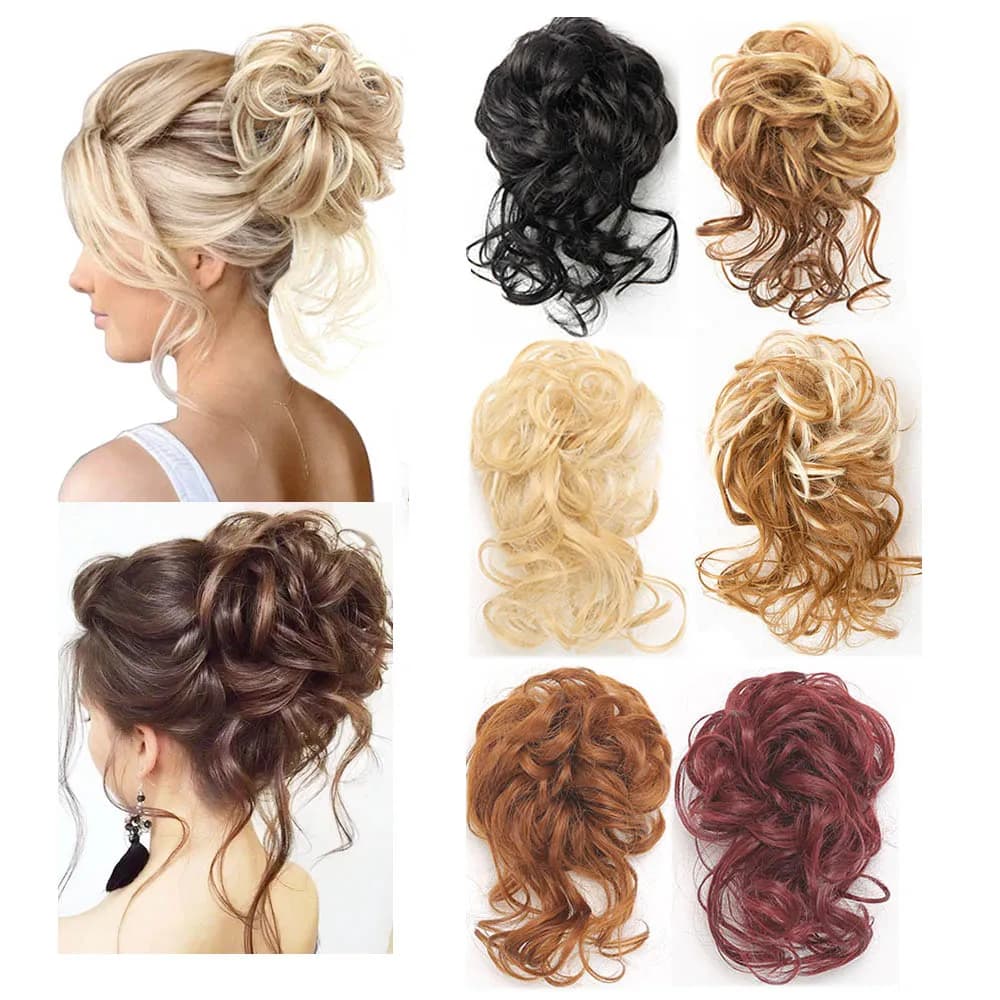 Messy Bun Hair Scrunchie With Long Wispy Tassels Synthetic Heat Resistant Curly Hair Rope Hairpiece For Women Daily Party