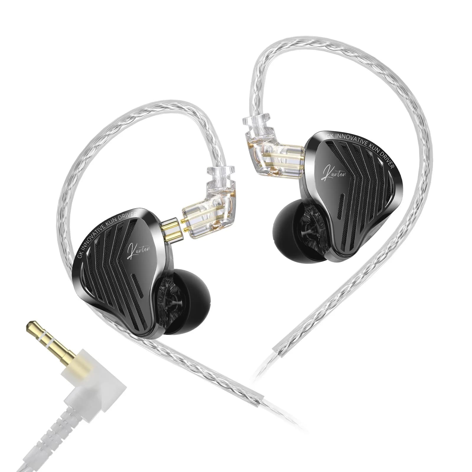 Auricolari Kz Gk Kunten 1DD con Driver Dinamico, Cuffie In-Ear Hi-Fi IEMs con Cavo Staccabile a 2 Pin, Cuffie Metalliche per Gamer e Audiofili