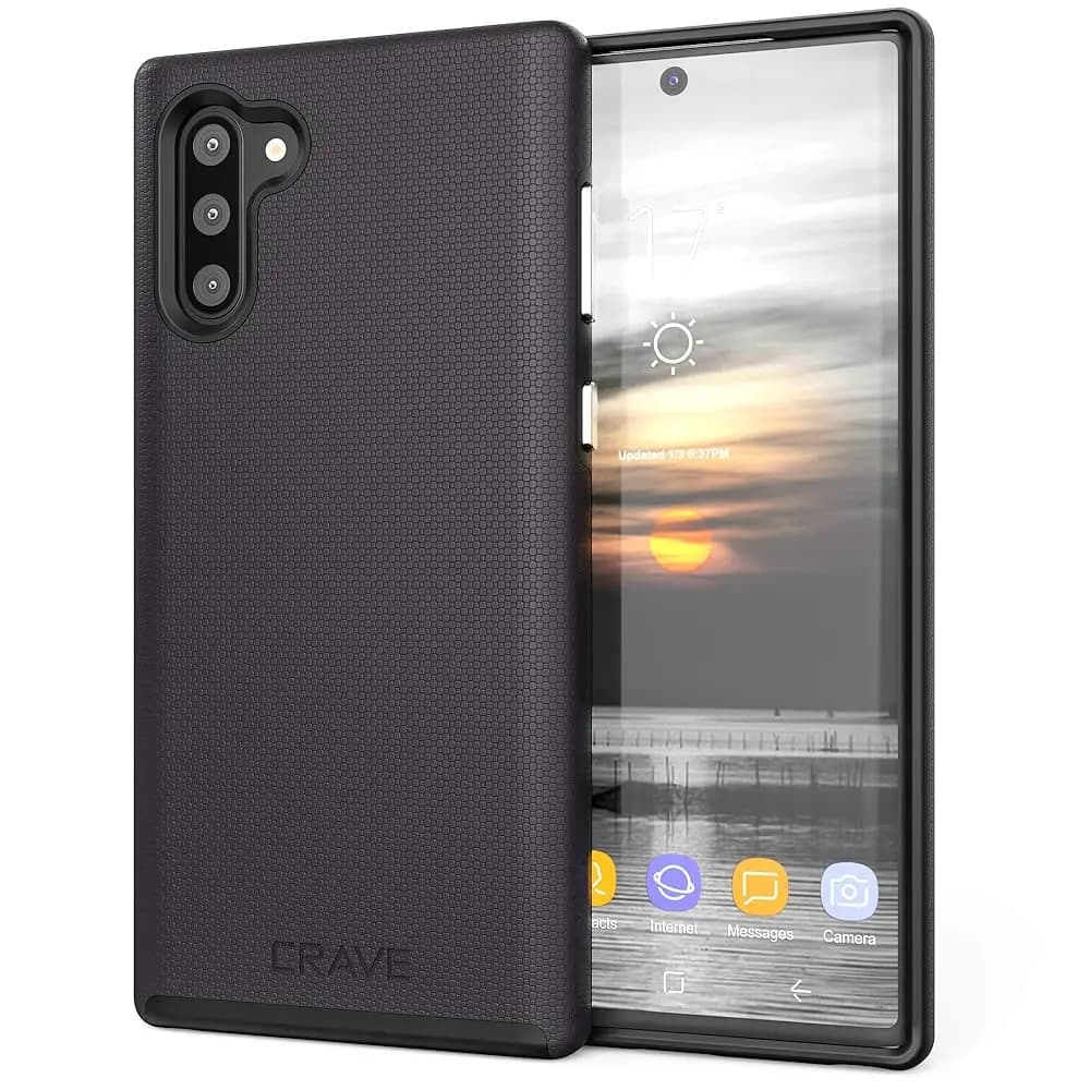 Custodia per Galaxy Note 10, custodia a doppio strato antiurto per Samsung Galaxy Note 10 (6,3 pollici) - Nera