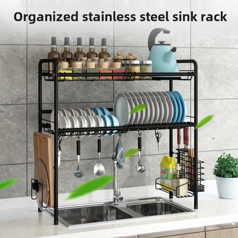 Lavender for plates with hooks over the sink for pots and cutlery Kitchen Organizer without drill with support for cutter