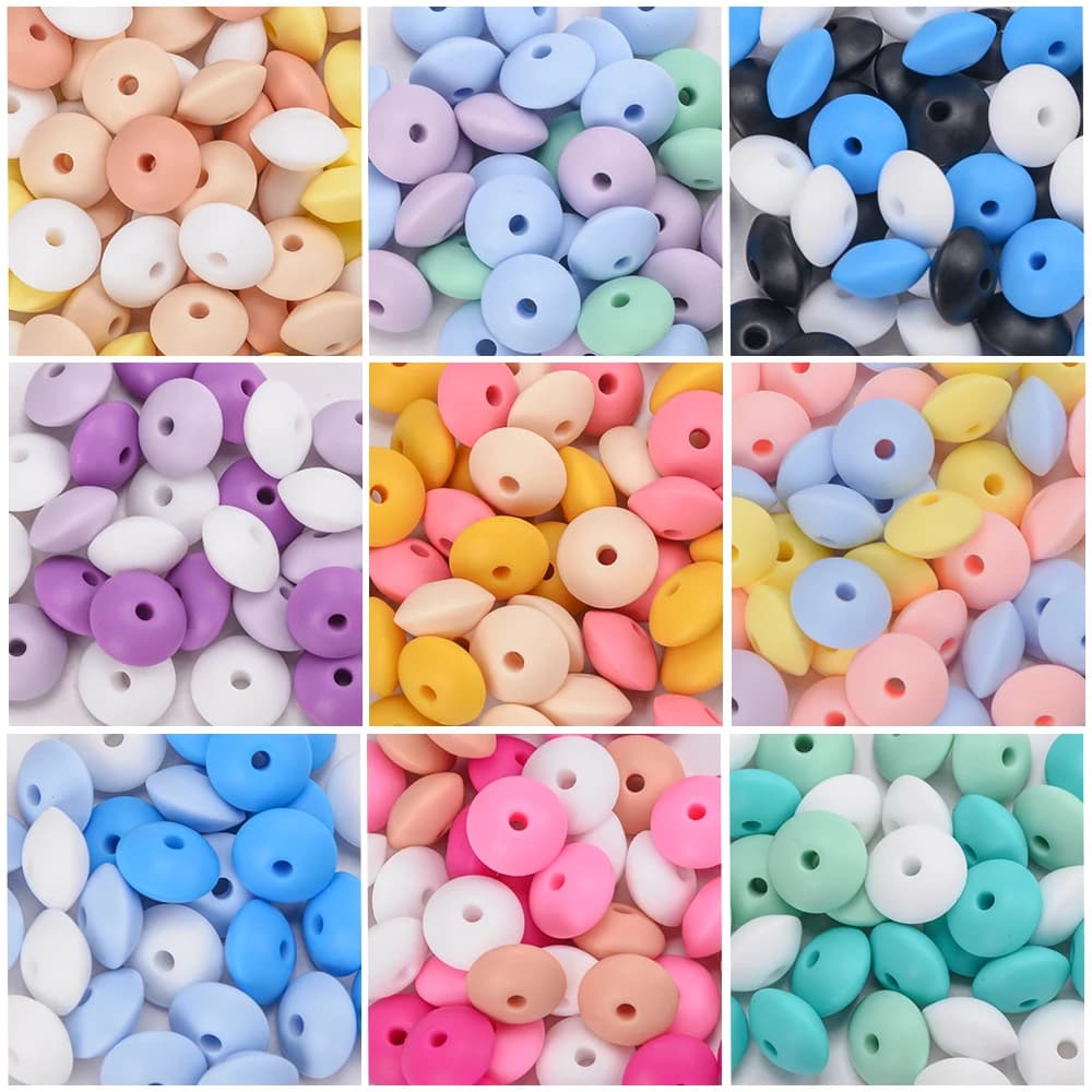 50 pz/lotto 12mm Silicone lenticchie Perline Silicone BPA Libero FAI DA TE Pendenti E Ciondoli Neonato Accessorio di Cura Dentizione Collana Dentizione Giocattolo
