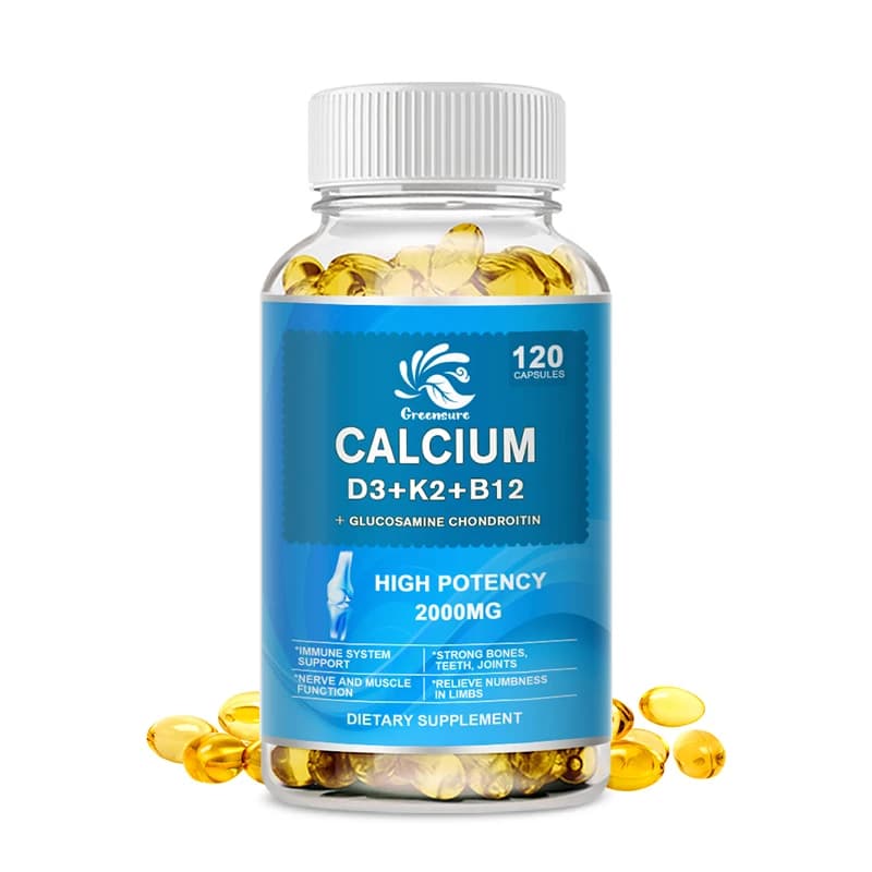 Greassure capsule di vitamina D3 + K2 + B12 supporto immunitario a base di cibo ad alta potenza, integratore per la salute delle ossa e l'equilibrio dell'umore