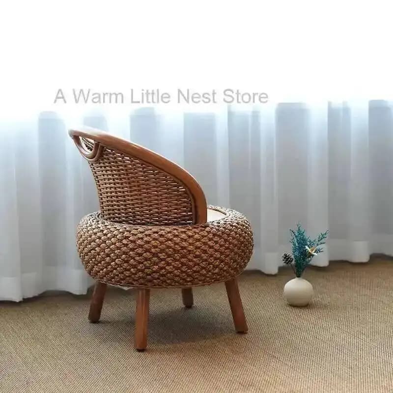 Sedie da Gaming in Rattan Stile Nordico per Ragazze, Poltrone Relax per Balcone, Soggiorno e Lettura, Arredamento per Biblioteca