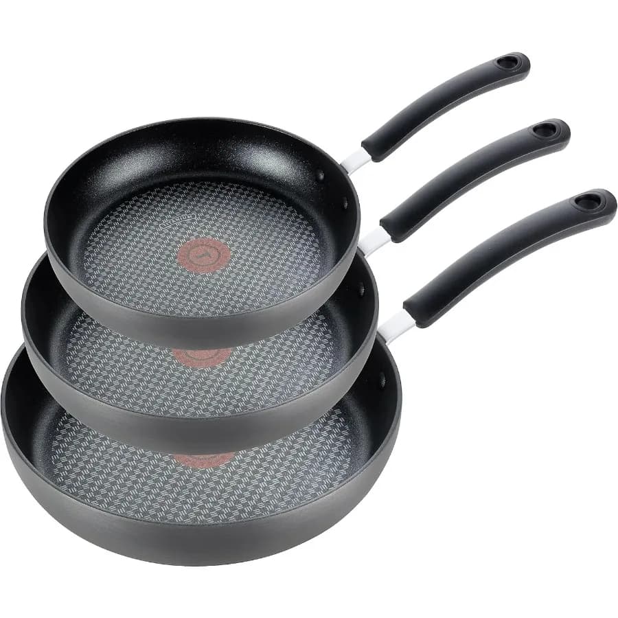 Tfal Ultimate Set of 3 pieces hard anodized non-stick pans: 8 10,25 12 inches Safe meat oven 400F Cooking pots set Pots and pots