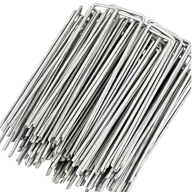 100 graffette paesaggistiche, perni da giardino a forma di U graffette per pali da giardino, picchetti per tende da giardino resistenti che fissano picchetti per erbacce Ba
