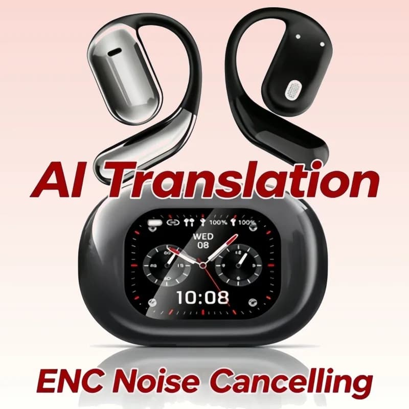 AI Translating Earbuds Real-time 144 Languages Translation Touch LCD Screen OWS Open Ear Wireless Headphone HiFi Stereo