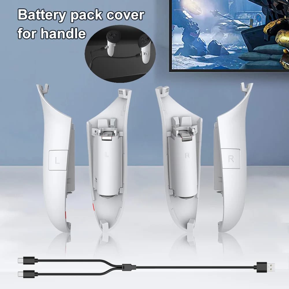 Impugnature Ricaricabili per Controller Destro e Sinistro, Accessori per Meta Quest 3S/3 VR, Cover per Batterie del Controller