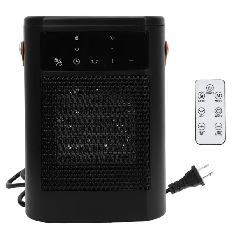Stufa Elettrica Portatile in Ceramica PTC da 1500W con Telecomando, Timer 12H, Silenziosa, Touch Screen per Uso Interno in Camera da Letto