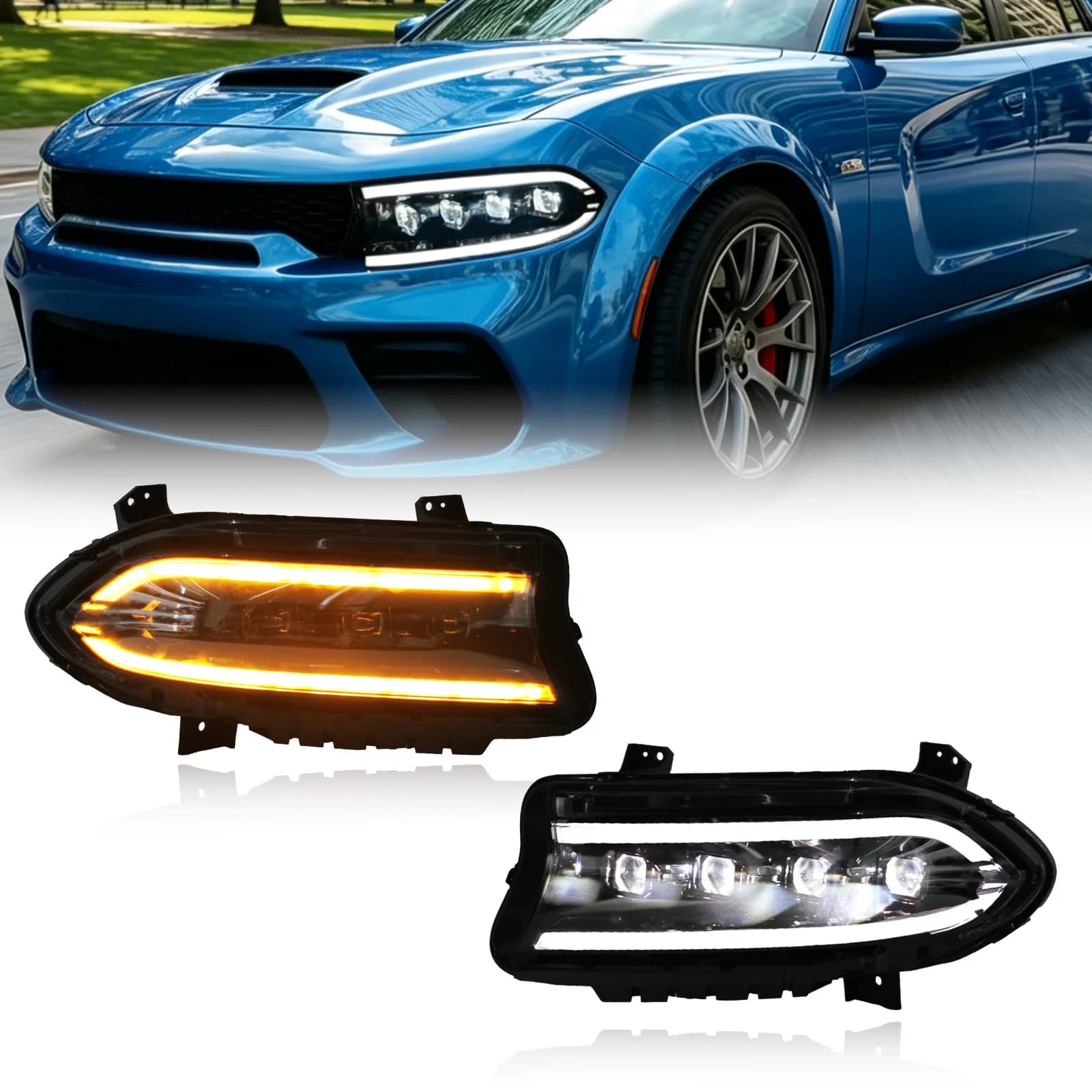 SINDAR LED Headlighs Assembly For Dodge Charger 2015-2021 Facelift W/LED DRL set