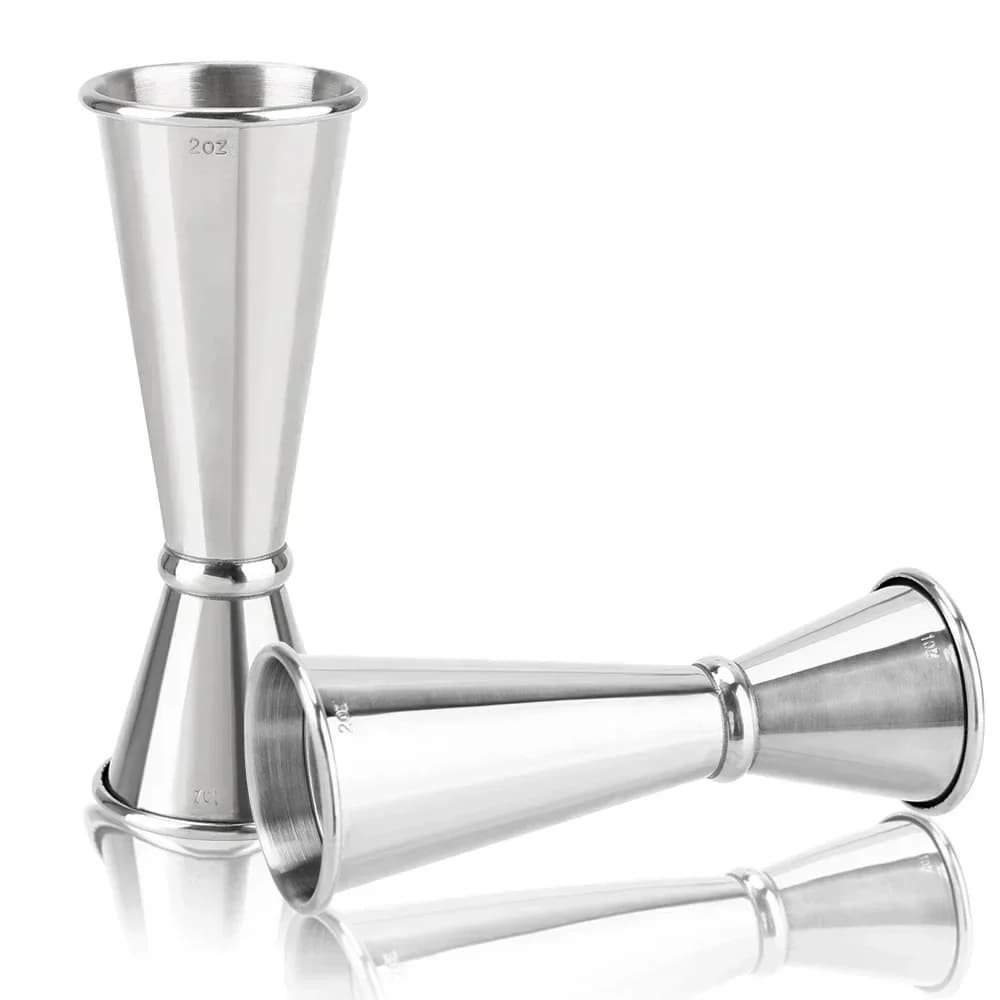 2 Pezzi Misurino per Cocktail e Vino 30/60ml in Acciaio Inox, Doppio Misurino per Liquori, Accessorio da Cucina