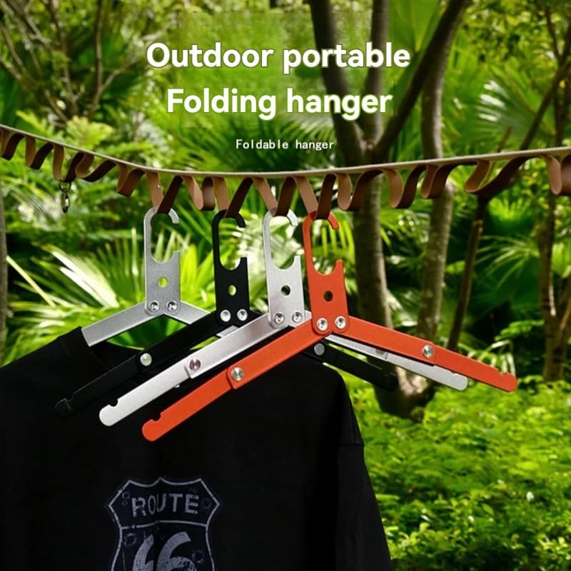 Aluminum Alloy Folding Household Clothes Hanger Outdoor Camping Portable Coat Drying Rack Metal Hangers for Travel