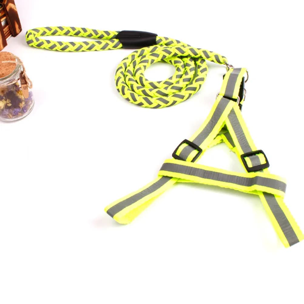 Guinzaglio e Pettorina Riflettente Regolabile per Cani e Gatti, Design Anti-Strozzamento, Facile da Indossare e Togliere, Comodo per Passeggiate, 1.2x120cm, Verde