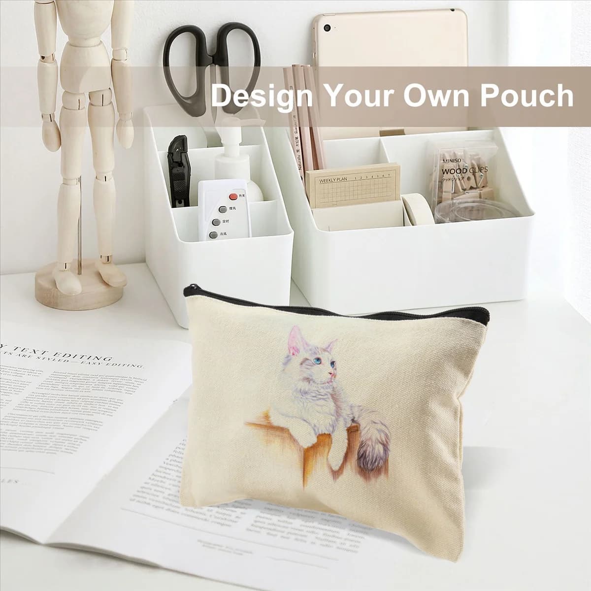 BK Confezione da 12 sacchetti in tela con cerniera, buste vuote fai da te per borse da viaggio per trucco cosmetico, astuccio, sacchetti regalo per feste, monete
