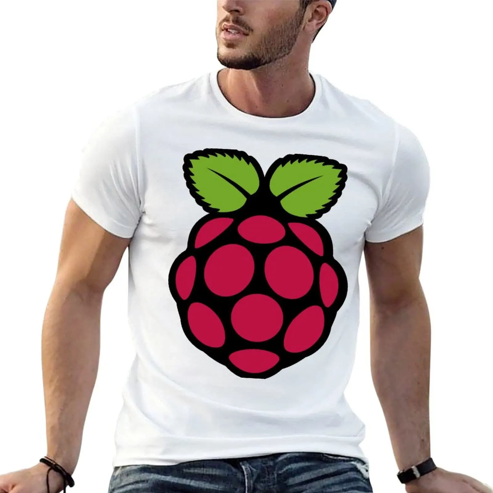 T-shirt con logo Raspberry Pi, magliette da uomo, magliette casual da uomo, magliette da uomo anime, t-shirt