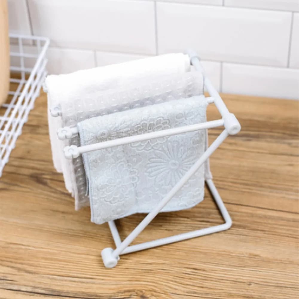 2pcs Practical 4 Arms Dishcloth Drying Rack Folding Design PP Hand Towel Stand Kitchen Towel Holder For Hotel
