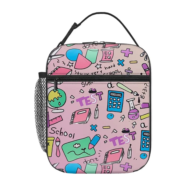 Borsa Termica Portatile per il Pranzo a Scuola per Ragazzi/Ragazze, Miglior Regalo, Borsa Porta Pranzo Portatile 2D Piatta con Cartoni Animati, Borsa da Picnic