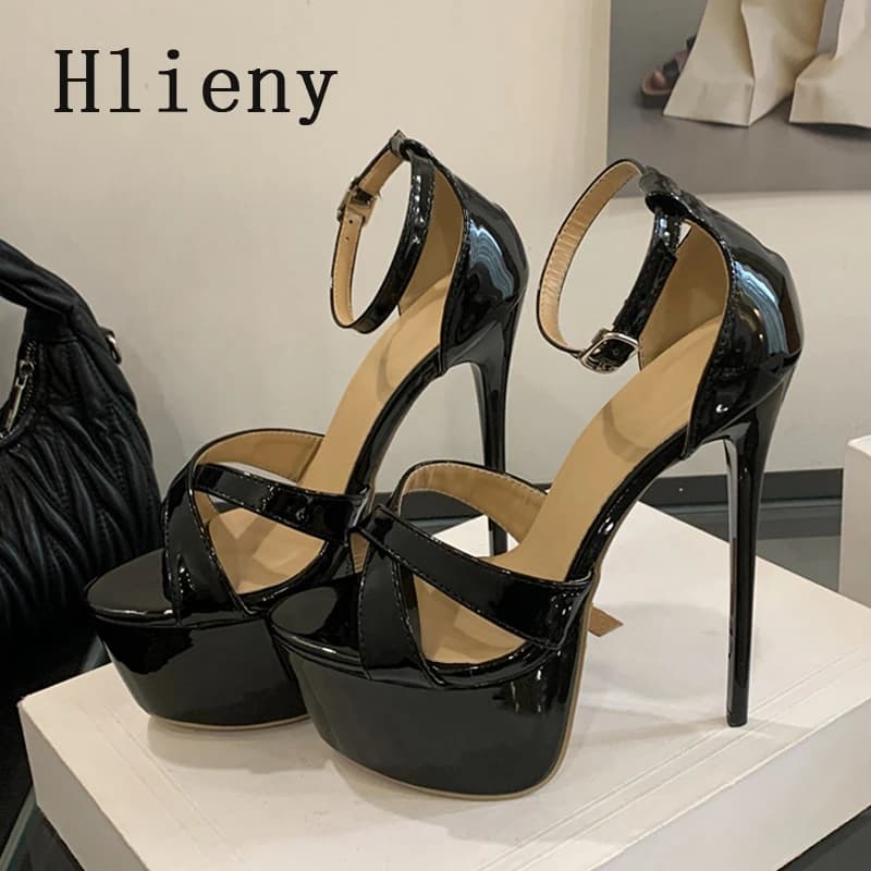 Hlieny Summer Fashion Ankle Buckle Strap Sandals Sexy Platform Thin High Heels Party Nightclub Stripper Shoes Women Pumps