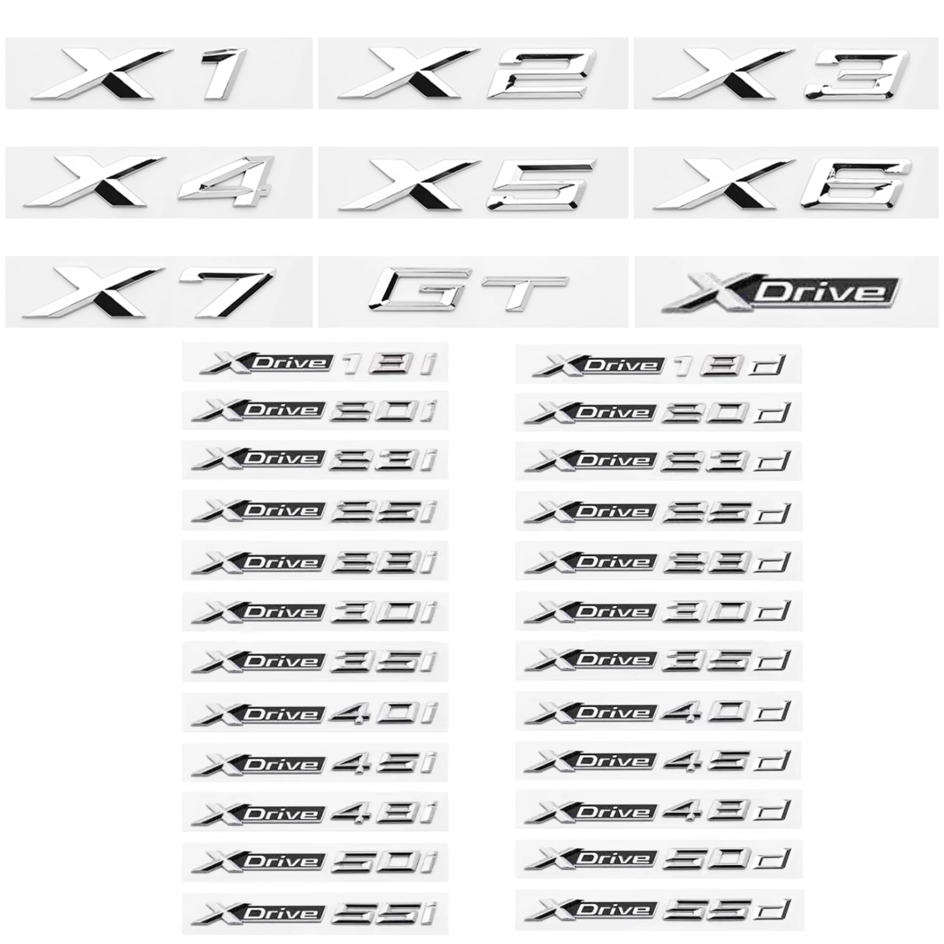 3D XDrive 20i 30i 35i 40i 50i 30d 35d 40d Auto Parafango Emblema Tronco Distintivo Adesivo Per BMW M X1 X3 X4 X5 X6 X7 GT Logo Accessori