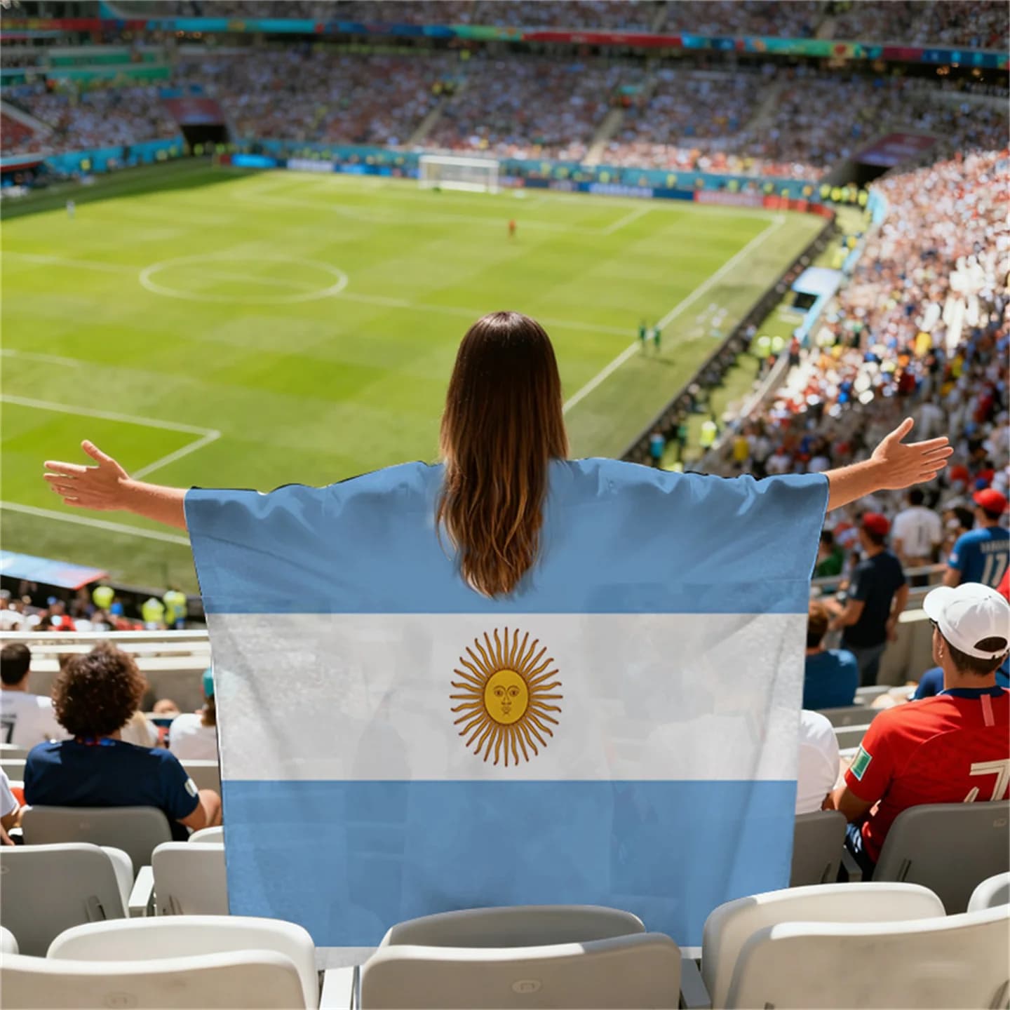 2026 Flag Football Fans Cheering Scarf Background Cloth Banner International Fans' Shoulder Wrap Cheerleading Supplies