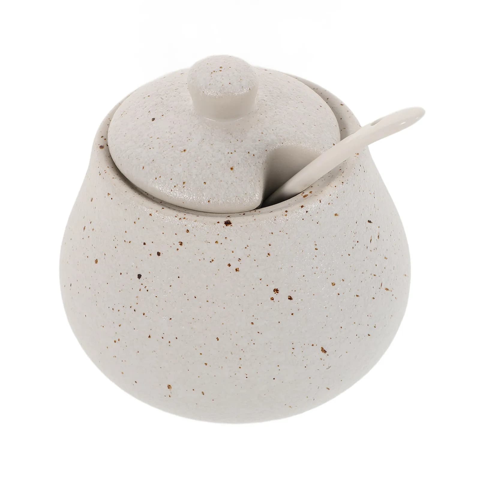 Set di 1 contenitore per condimenti in ceramica, stile giapponese, con coperchio e cucchiaio, contenitore per spezie in porcellana per sale, zucchero, salsa di soia