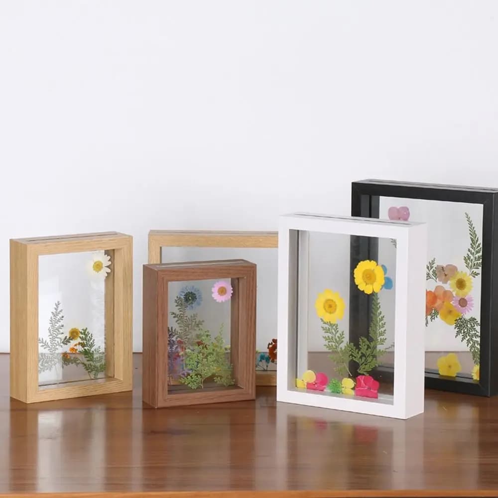 Wooden Glass Leaf Specimen Frame Transparent Double-sided Photo Display Frame Thicked Paper-cut Picture Frame Home Decoration