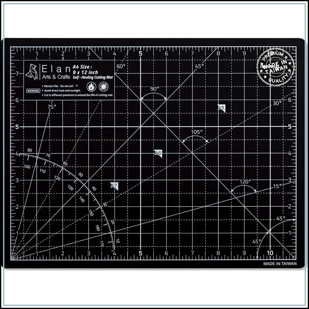 Self Healing Cutting Mat A4 9x12 Inch, 5-Layer Craft Board for Sewing & Crafts, Black/Taupe