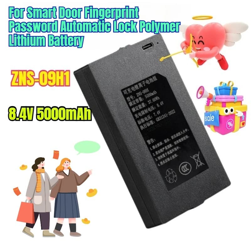 8,4 V 5000 mAh ZNS-09H1 per porta intelligente Impronta digitale Password Serratura automatica Batteria al litio polimerica