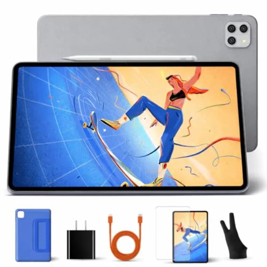 Tablet Android da 12 Pollici per Disegno e Appunti con Stilo e Custodia - Display IPS 2000x1200, 16GB RAM, 256GB Memoria, WiFi, 4G LTE