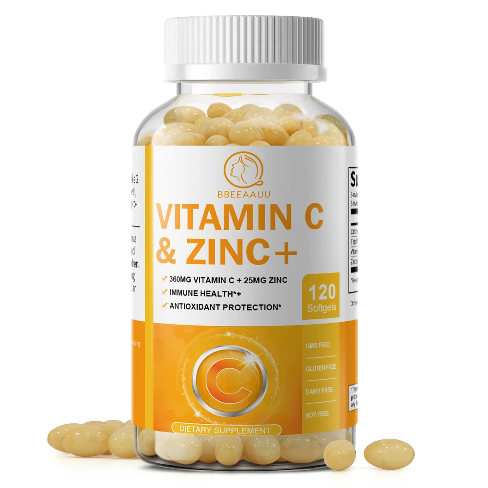 BBEEAAUU High Power Vitamin C zinc capsule that supports hair growth, nails and joints Integrator for immune health
