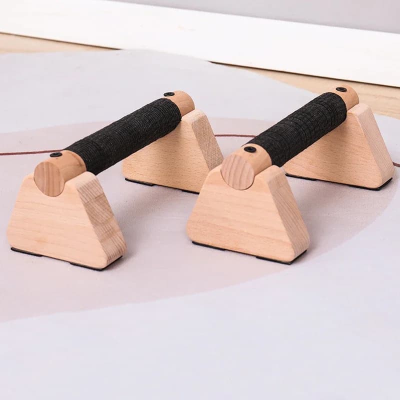 Handles for traction support with solid wood push up bar Shades for gym workout equipment for body weight exercises