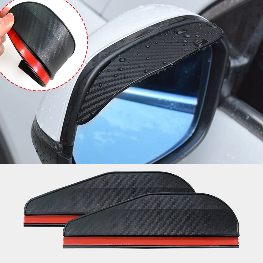 2 pezzi in fibra di carbonio parasole copertura parasole specchietto retrovisore per auto protezione per sopracciglia pioggia visione chiara per accessori per specchietti per auto pioggia
