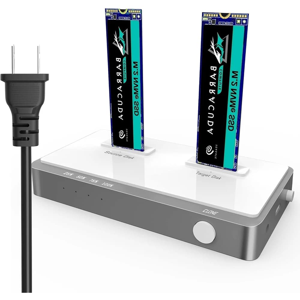 Dual-Bay NVME Docking Station 10Gbps, M.2 SSD Clone Enclosure, External Hard Drive for M Key B&M Key PCIe Support 8TB