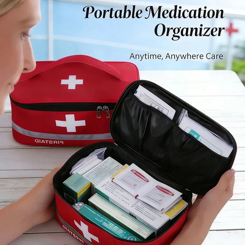 Borsa Vuota per Kit di Pronto Soccorso Portatile, Borsa di Emergenza Rossa in Oxford con Striscia Riflettente, Astuccio Medico per Casa, Auto, Viaggi, Campeggio