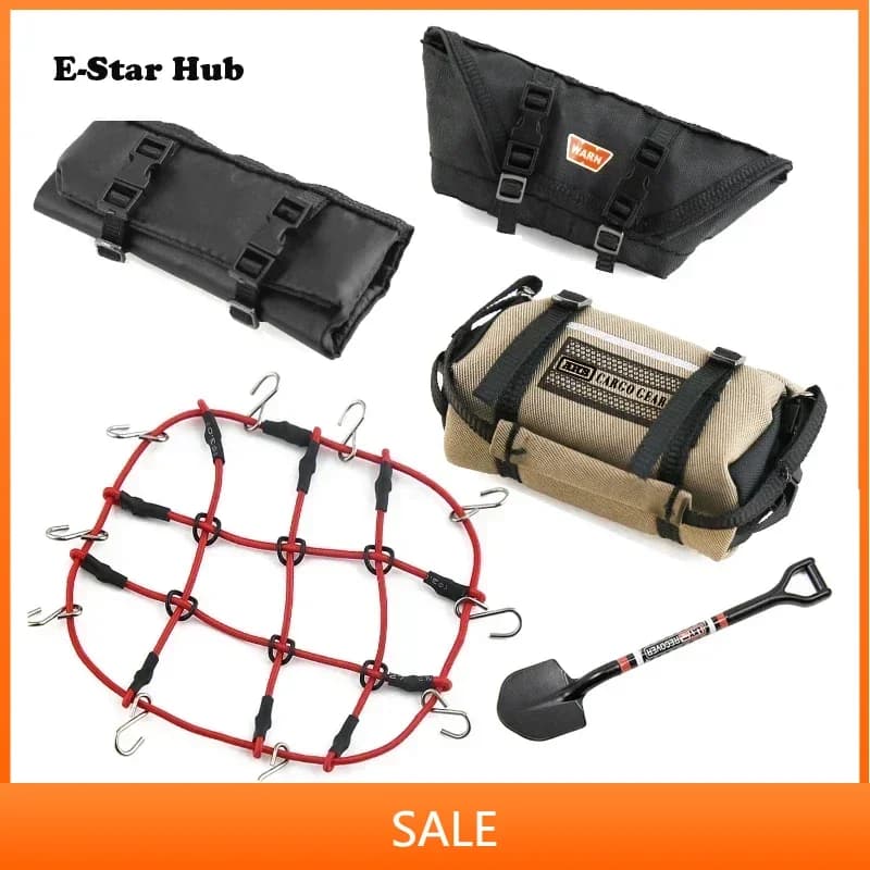 5pcs Storage Bag Roof Bag Handbag Sleeping Bag Luggage Net Shovel Decoration for TRX4M Axial SCX24 1/18 1/24 RC Crawler Car