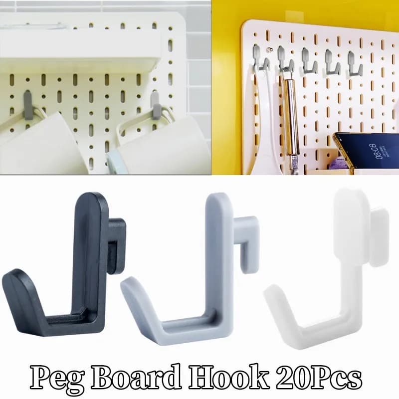 Pegboard Peg Board Hook Plastic J Style Display Studio Hole Plate Hook Shelf Hanger Utility Shelf Hanger for Home Storage Organizer