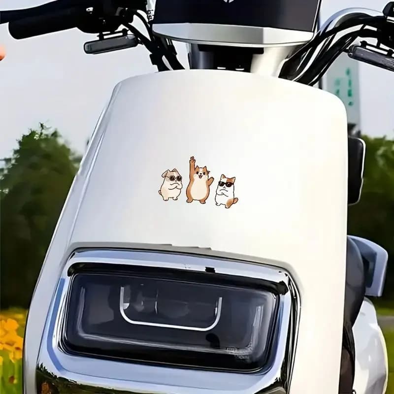 Waterproof Self-Adhesive Decal for 2Pcs/Set Cartoon Puppy Pattern Vinyl Sticker, Car Laptop Motorcycle Helmet Window Wall Decor