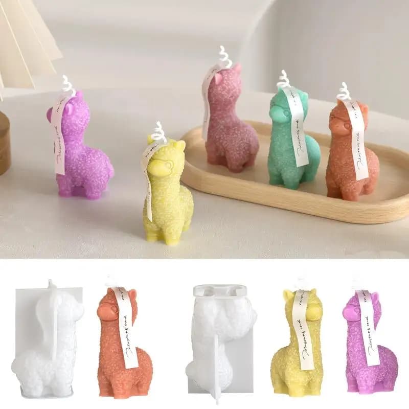 3D Cute Alpaca Silicone Mold Heat Resistant for DIY Soap Candle Resin Polymer Clay Crafts Home Bedroom Decor Art Gift