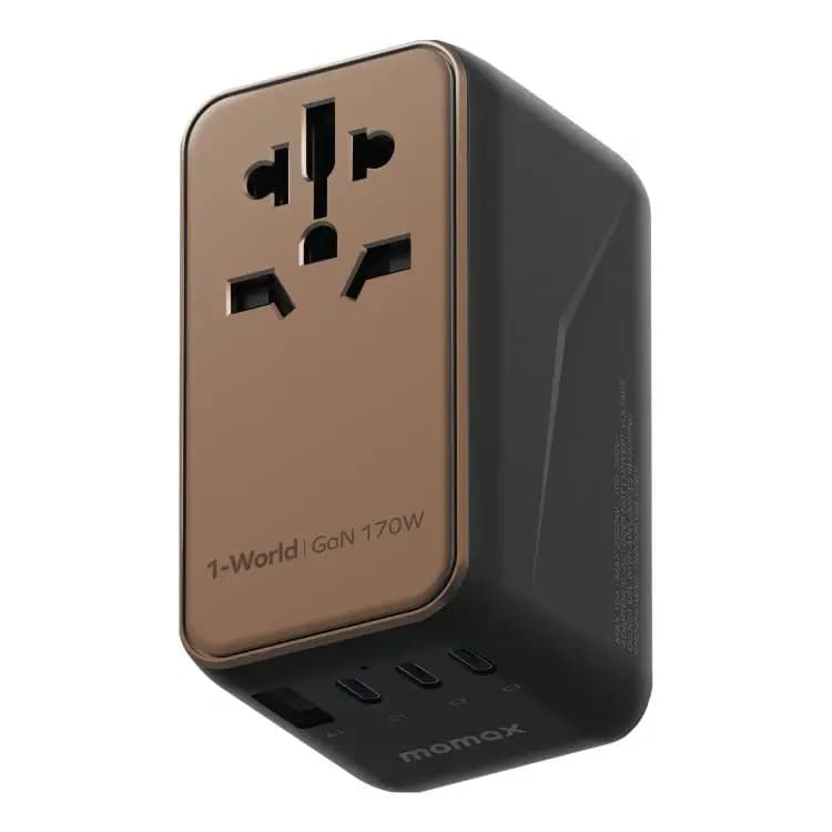 Promozione MOMAX UA17 1-World PD170W GaN Adattatore di Alimentazione Universale da Viaggio con Ricarica Rapida per USA, AU, UK, UE, Caricatore USB Veloce