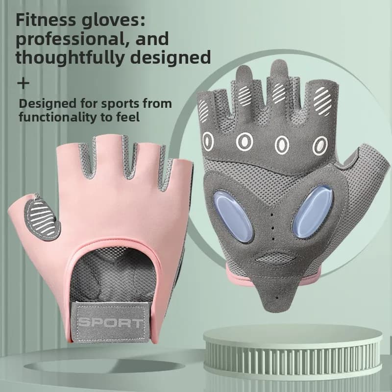 Women's Sports and Fitness Gloves, Non-slip Air Pillow, Ice Silk for Yoga Shock, Breathable Fitness and Wear Resistant