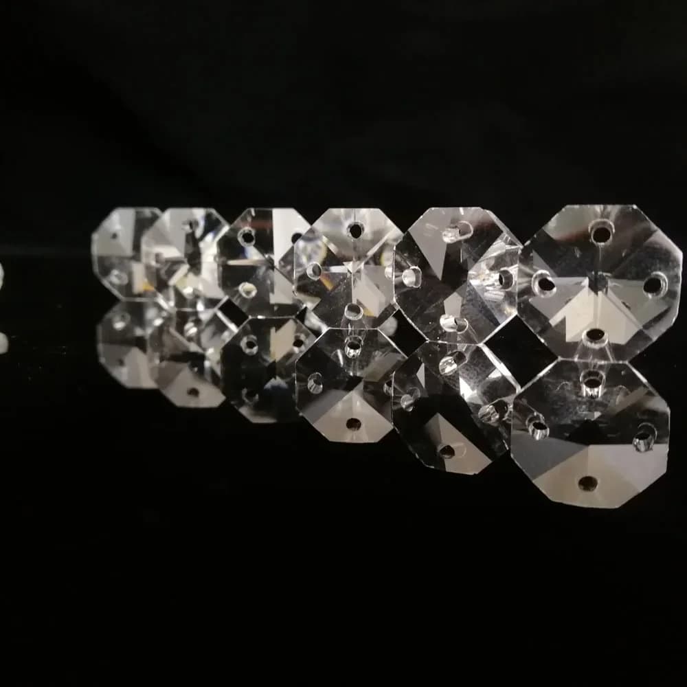 Camal 30PCS 14mm Clear Crystal Octagonal Loose Beads (4 holes) Chandelier Lamp Lighting Parts Curtain Craft Wedding Ornament DIY