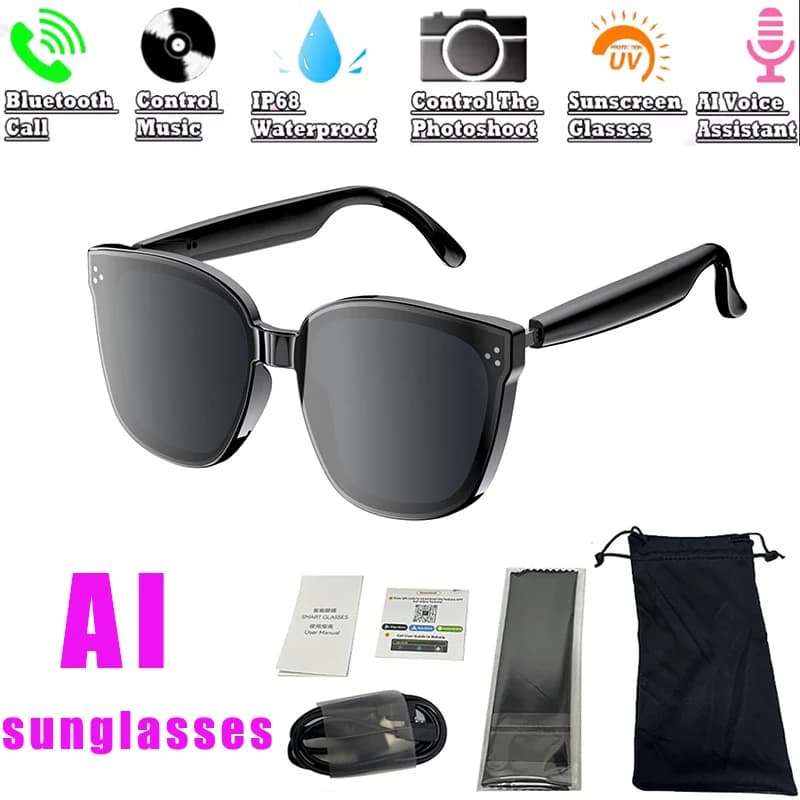 Occhiali da sole autoadescanti Traduzione AI Occhiali intelligenti Filtraggio Lenti polarizzate Audio Microfono e altoparlanti integrati Assistente touch e vocale