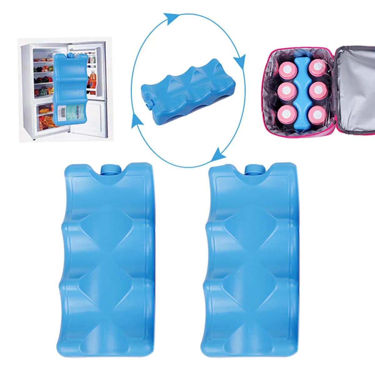 Pacco Ghiaccio Blu Riutilizzabile 20x10.5x5.2cm in PP per Alimenti, Modulare, per Contenitori Termici, Congelatori e Conservazione Alimenti