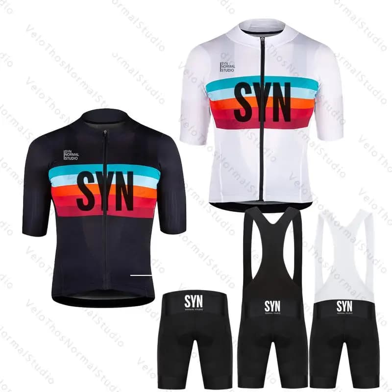 Completo da Ciclismo: Maglia a Maniche Corte e Salopette Sintetica SYN Normal Studio Pro Race MTB Ropa Maillot 2026 Abbigliamento da Bici per Uomo Sportivo