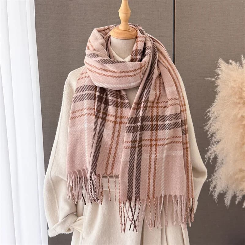 Men Women Scottish Plaid Imitation Cashmere Blanket Scarf 190*68CM Tassel Pashmina Wrap Autumn Winter Warm Oversized Soft Shawl
