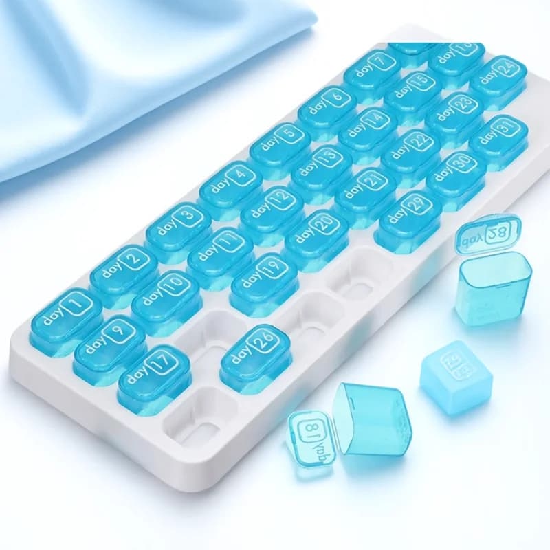1 set of 31 pieces towel rack with keyboard design, multi-part drug organizer to store daily travel vitamins