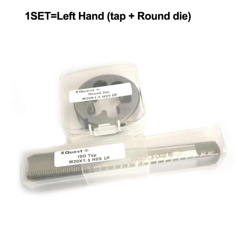 2pcs Left Hand Tap and Die Set M3 M4 M5 M6 LH Metric Fine Thread Straight Flute Taps Round Dies Suit M8 M10 M12 M14 M16 M18 M20